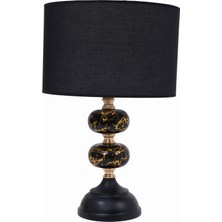 TH Toptancı Home Th - 250171  Gold Renk Desenli Metal Toplu Ayaklı Abajur Masa Lambası