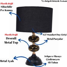TH Toptancı Home Th - 250171  Gold Renk Desenli Metal Toplu Ayaklı Abajur Masa Lambası