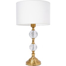 TH Toptancı Home Th - 250205 Eskitme Renk Metal Ayaklı Kristal Cam Abajur Masa Lambası