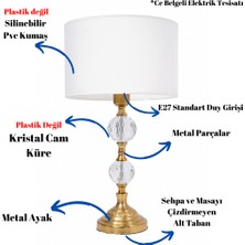 TH Toptancı Home Th - 250205 Eskitme Renk Metal Ayaklı Kristal Cam Abajur Masa Lambası