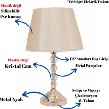 TH Toptancı Home Th - 250126 Gold Renk Metal Ayaklı Kristal Cam  Abajur Masa Lambası