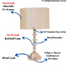 TH Toptancı Home Th - 250139 Gold Renk Metal Ayaklı Kristal Cam  Abajur Masa Lambası