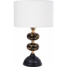 TH Toptancı Home Th - 250171  Gold Renk Desenli Metal Toplu Ayaklı Abajur Masa Lambası