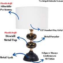 TH Toptancı Home Th - 250171  Gold Renk Desenli Metal Toplu Ayaklı Abajur Masa Lambası
