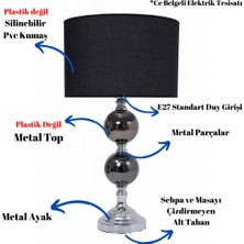 TH Toptancı Home Th - 250201 Krom Renk Metal Toplu Ayaklı Abajur Masa Lambası