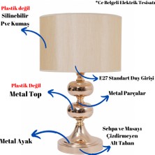 TH Toptancı Home Th - 250147 Gold Renk Metal Toplu Ayaklı Abajur Masa Lambası