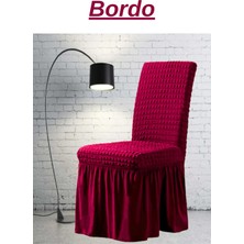 UYTM Bürümcük Etekli Sandalye Kılıfı Likralı Lastikli Yıkanabilir Sandalye Örtüsü ( 1 ADET ) BORDO