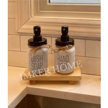 IMKER HOME Dekoratif Ahşap Stand Sunum Tahtası Mutfak Düzenleyici Sosluk Yağdanlık Yağlık Sıvı Sabun Altlığı