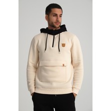 Cool Hill Ekru Kanguru Cepli Kapüşonlu Erkek Sweatshirt