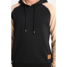 Cool Hill Kahve Iki Renkli Kapüşonlu Erkek Sweatshirt