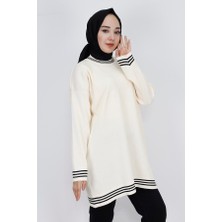 By Coolest Butik 14819 Çizgili Desenli Triko Tunik