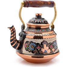 Eva Copper 3,2 Litre El Işlemeli Nostaljik Tekli Kalaylı Dövme Bakır Demlik, Çaydanlık, Su Isıtıcısı