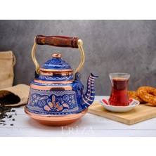 Eva Copper 1,6 Litre El Işlemeli Nostaljik Tekli Kalaylı Dövme Bakır Demlik, Çaydanlık, Su Isıtıcısı