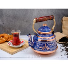Eva Copper 1,6 Litre El Işlemeli Nostaljik Tekli Kalaylı Dövme Bakır Demlik, Çaydanlık, Su Isıtıcısı