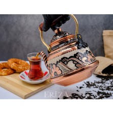 Eva Copper 1,6 Litre El Işlemeli Nostaljik Tekli Kalaylı Dövme Bakır Demlik, Çaydanlık, Su Isıtıcısı