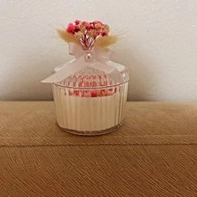 Loftina Yuvarlak Mika Kutulu Çiçekli Mum Nikah Kına Düğün Bebek Süsü 10 Adet