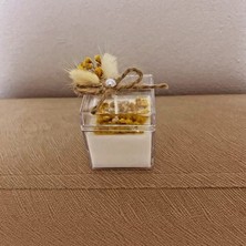Loftina Kare Mika Kutulu Çiçekli Jel Mum Çiçekli Mum Nikah Kına Düğün Bebek Süsü 10 Adet