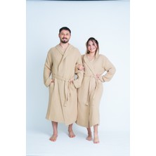 Meet Maya Natural Kapüşonlu Unisex  4 Katlı Müslin Bornoz /sabahlık