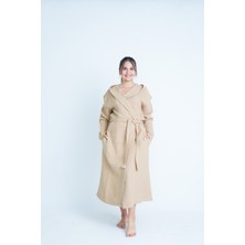 Meet Maya Natural Kapüşonlu Unisex  4 Katlı Müslin Bornoz /sabahlık