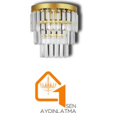 Birsen Aydınlatma Ziyafet 2'li Gold Kristal Taşlı Lüks Aplik - Yatak Odası - Salon - Mutfak - Hol - Koridor
