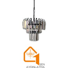 Birsen Aydınlatma Taşlım Siyah Özel Premium Serisi Kristal Taşlı Sarkıt Avize - Yatak Odası - Salon - Mutfak