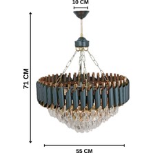 Birsen Aydınlatma Miva 55X55 Cm'lik Kristal Taşlı Gold-Siyah Lüks Avize - Yatak Odası - Salon - Mutfak - Hol