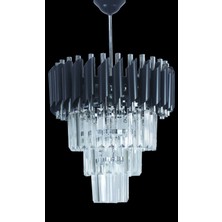Birsen Aydınlatma Zamira 35 Cm'lik Black Slver Kristal Taşlı Lüks Avize