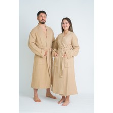 Meet Maya Natural Kimono Model Unisex 4 Katlı Müslin Bornoz/sabahlı