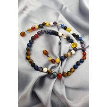 NBS Beautiful Naturel Stones Öğrenci Başarı Kolyesi Doğal Taş Düğümlü El Örmesi ( Özel Taşlar ve Kehribar ) 45 cm