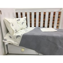 Buse Baby Home Gri , Çocuk Çok Amaçlı Poplin ,pikeli ve Ponponsuz Nevresim Takımı 6'lı Set