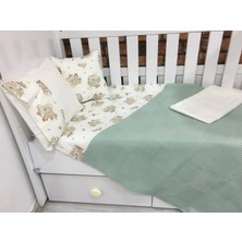 Buse Baby Home Yeşil , Çocuk Çok Amaçlı Poplin ,pikeli ve Ponponsuz Nevresim Takımı 6'lı Set