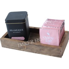 IMKER HOME Dekoratif Ahşap Stand Sunum Tahtası Mutfak Düzenleyici Sosluk Yağdanlık Yağlık Sıvı Sabun Altlığı