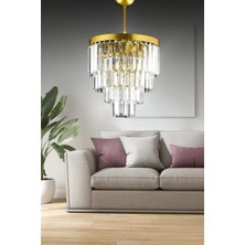 Birsen Aydınlatma Nilsa Gold 30X30 Cm'lik Kristal Taşlı Lüks Avize - Yatak Odası - Salon - Mutfak - Hol