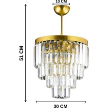 Birsen Aydınlatma Nilsa Gold 30X30 Cm'lik Kristal Taşlı Lüks Avize - Yatak Odası - Salon - Mutfak - Hol
