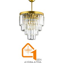 Birsen Aydınlatma Nilsa Gold 30X30 Cm'lik Kristal Taşlı Lüks Avize - Yatak Odası - Salon - Mutfak - Hol
