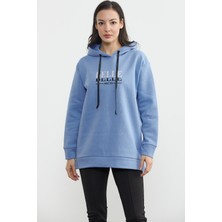 Sementa Kapüşonlu Içi Pamuklu Kalın Sweatshirt - Mavi