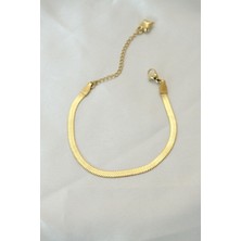 E-Bijuteri Çelik Gold Renk Italyan Zincirli Bileklik