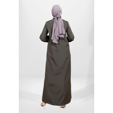 Beyza 3836 Nakışlı Bondit Haki Ferace