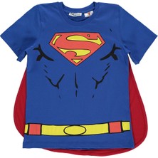 Süperman Erkek Çocuk Pelerinli Tişört 10-13 Yaş Saks Mavisi