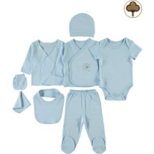 Civil Baby Bebek Zıbın Takımı 8'li Mavi Erkek Çocuk 0-1 Ay İçin Organik Konforlu Set