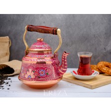 Eriza 3,2 Litre El Işlemeli Nostaljik Tekli Kalaylı Dövme Bakır Demlik, Çaydanlık, Su Isıtıcısı