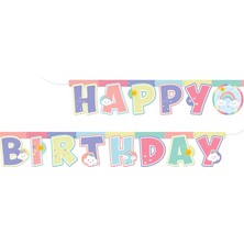 Kidspartim Gökkuşağı Bulut Happy Bırthday Banner
