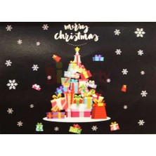 Kidspartim Yılbaşı Noel Sticker Renkli  Hediye Ağacı Süslü 50 x 70 cm