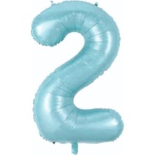 Kidspartim 2 Rakam Açık Mavi Folyo Balon 76 cm