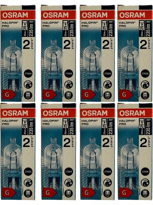 Osram Halopin Pro 20W (25W) 2700K (Sarı Işık) G9 Duylu Halojen Ampul (8 Adet)