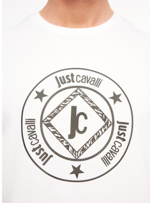 Just Cavalli Bisiklet Yaka Beyaz Erkek T-Shirt 75OAHT07