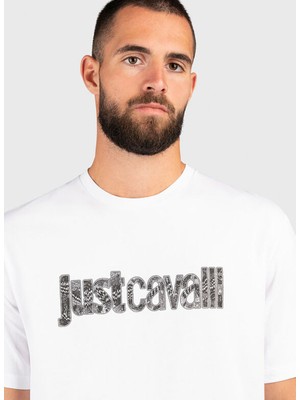 Just Cavalli Bisiklet Yaka Beyaz Erkek T-Shirt 75OAHG05