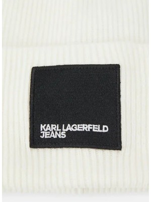 Karl Lagerfeld Jeans Beyaz Erkek Bere 236D3401_KNITTED Logo Beanıe