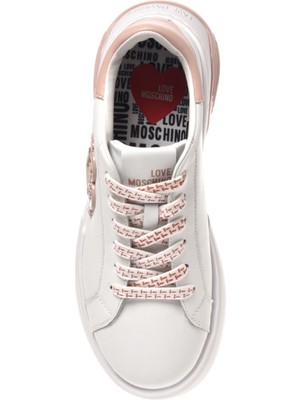 Love Moschino Beyaz - Pembe Kadın Deri Sneaker Ja15105G1Hıa110E