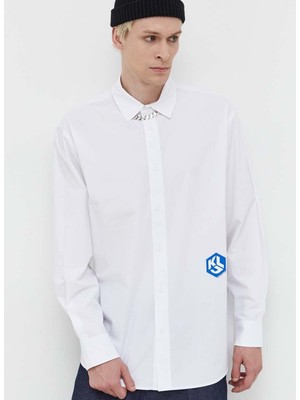 Karl Lagerfeld Normal Beyaz Erkek Gömlek 236D1603_KLJ Monogram Shırt